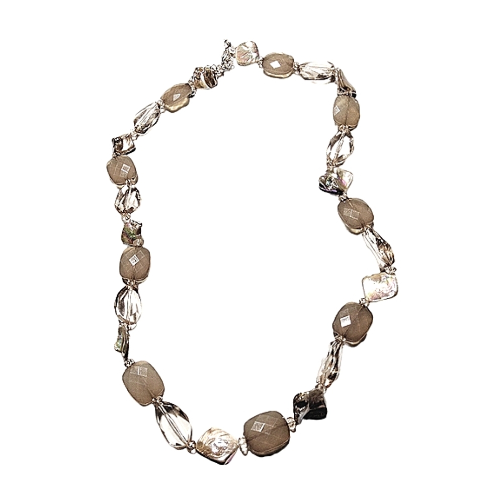 Chic Cream, Tan, and Clear Beads Necklace NWOT
